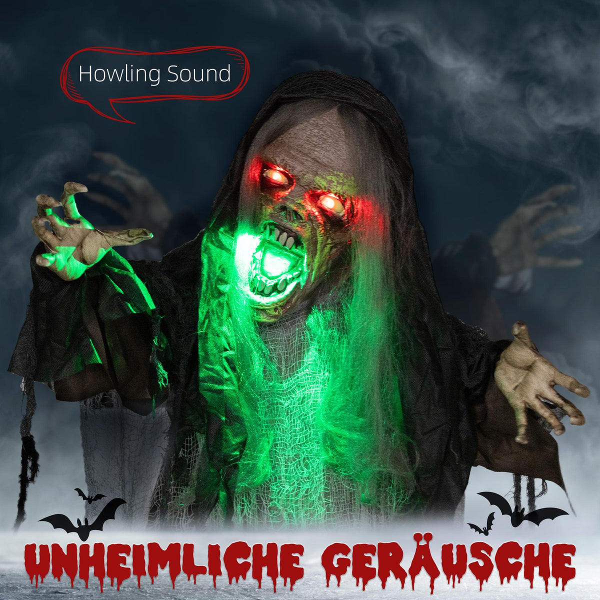 Animated Halloween Decoration with Lights and Sound, 183 cm