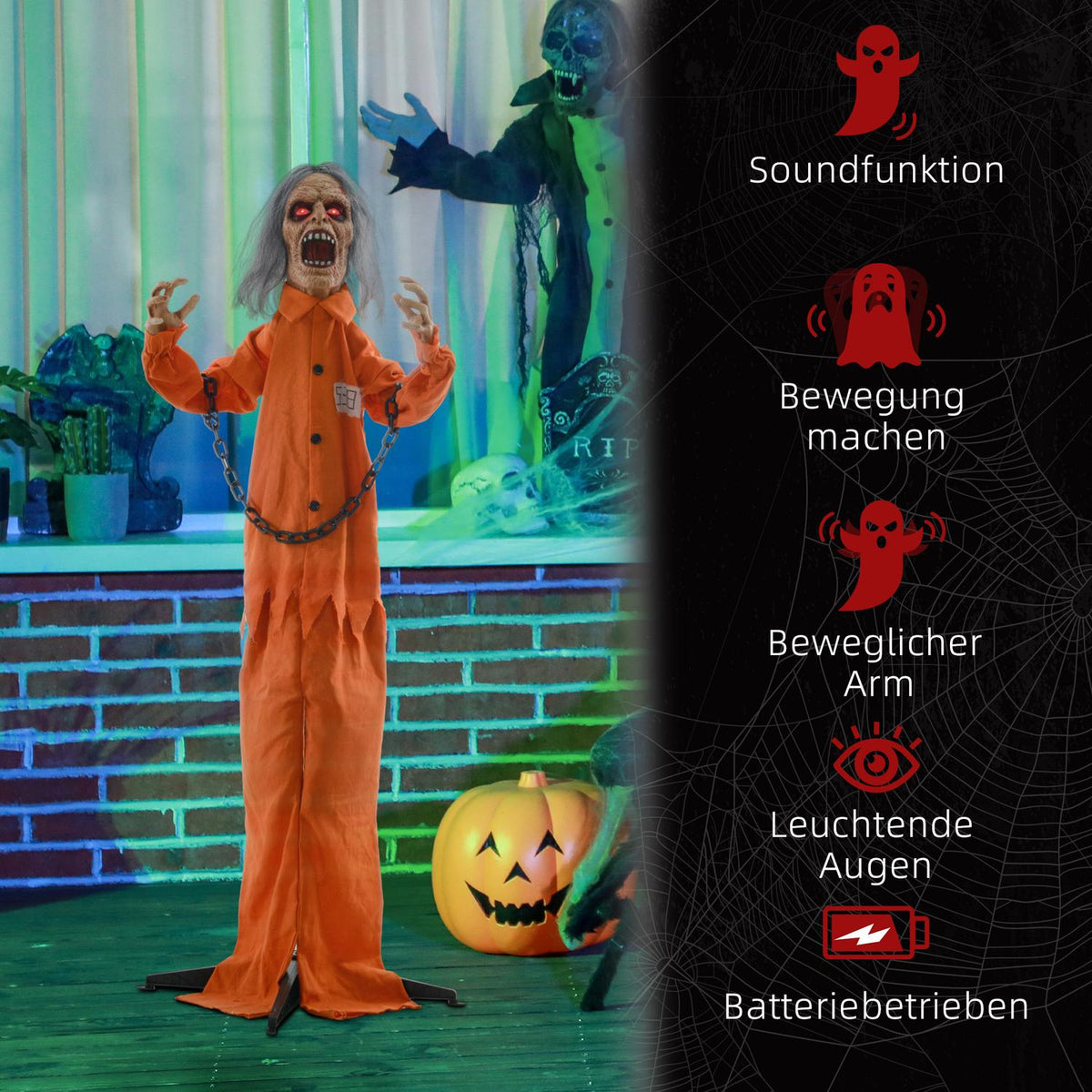 Animated Halloween Decoration with Sound and Light Effects