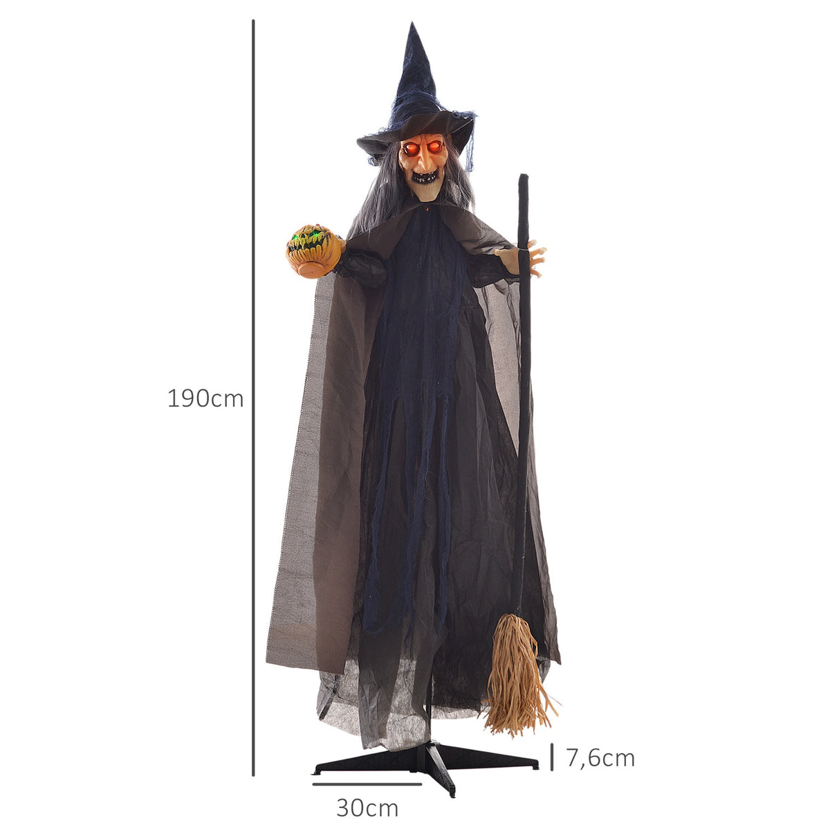 Animated Halloween Witch Decoration with Light-Up Eyes