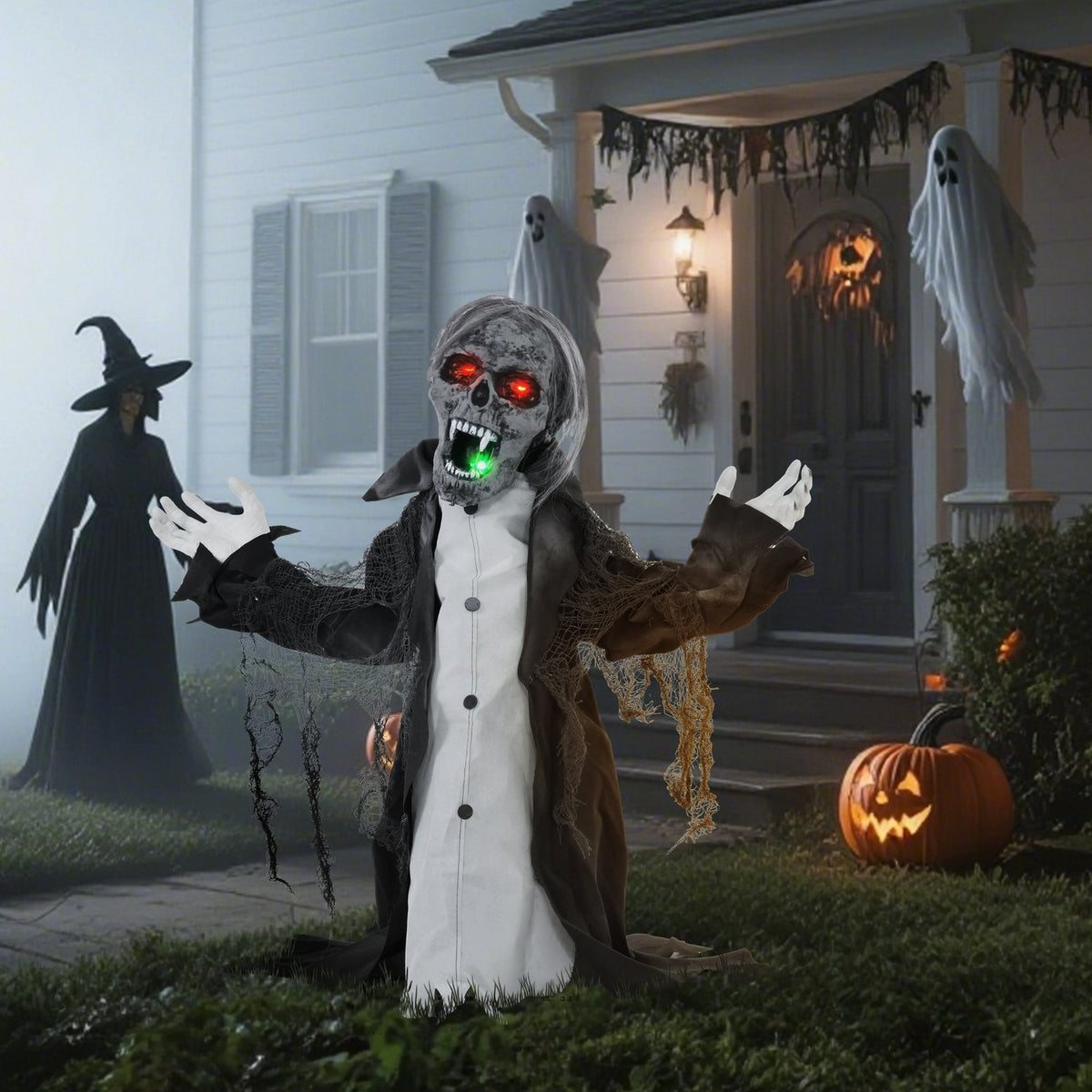 Animated Halloween Zombie Skeleton with Moving Arms