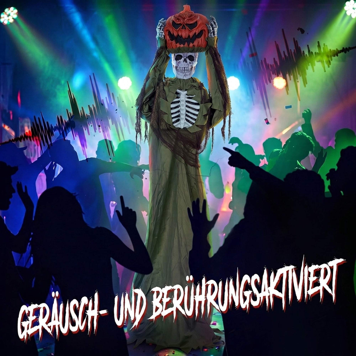Animated Pop-Up Pumpkin Skeleton, 173 cm, Sound & Light