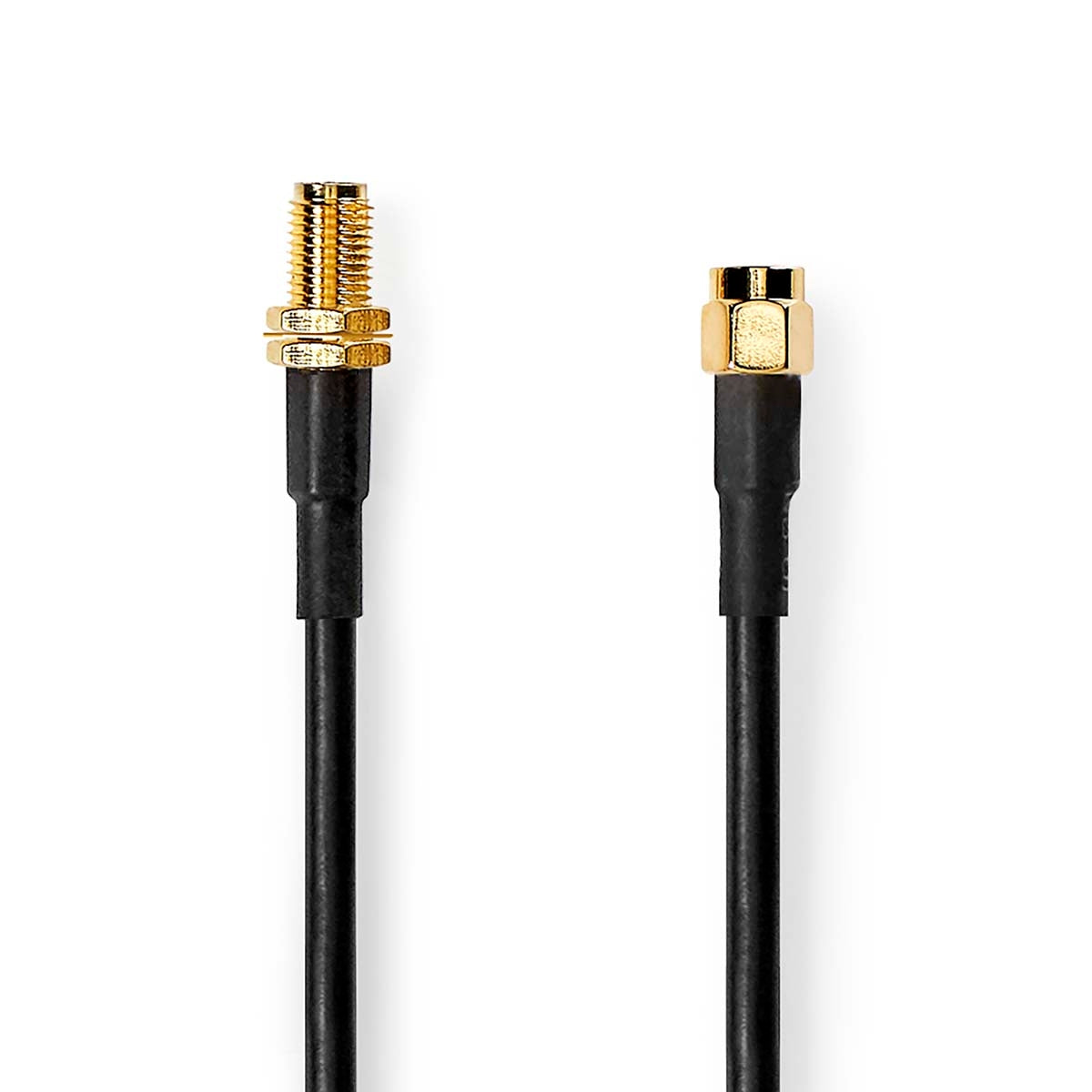 Antenna cable | SMA Male | SMA Female | Gold Plated | 50 Ohm | Double Shielded | 10.0 m | Round | PVC | Black | Box