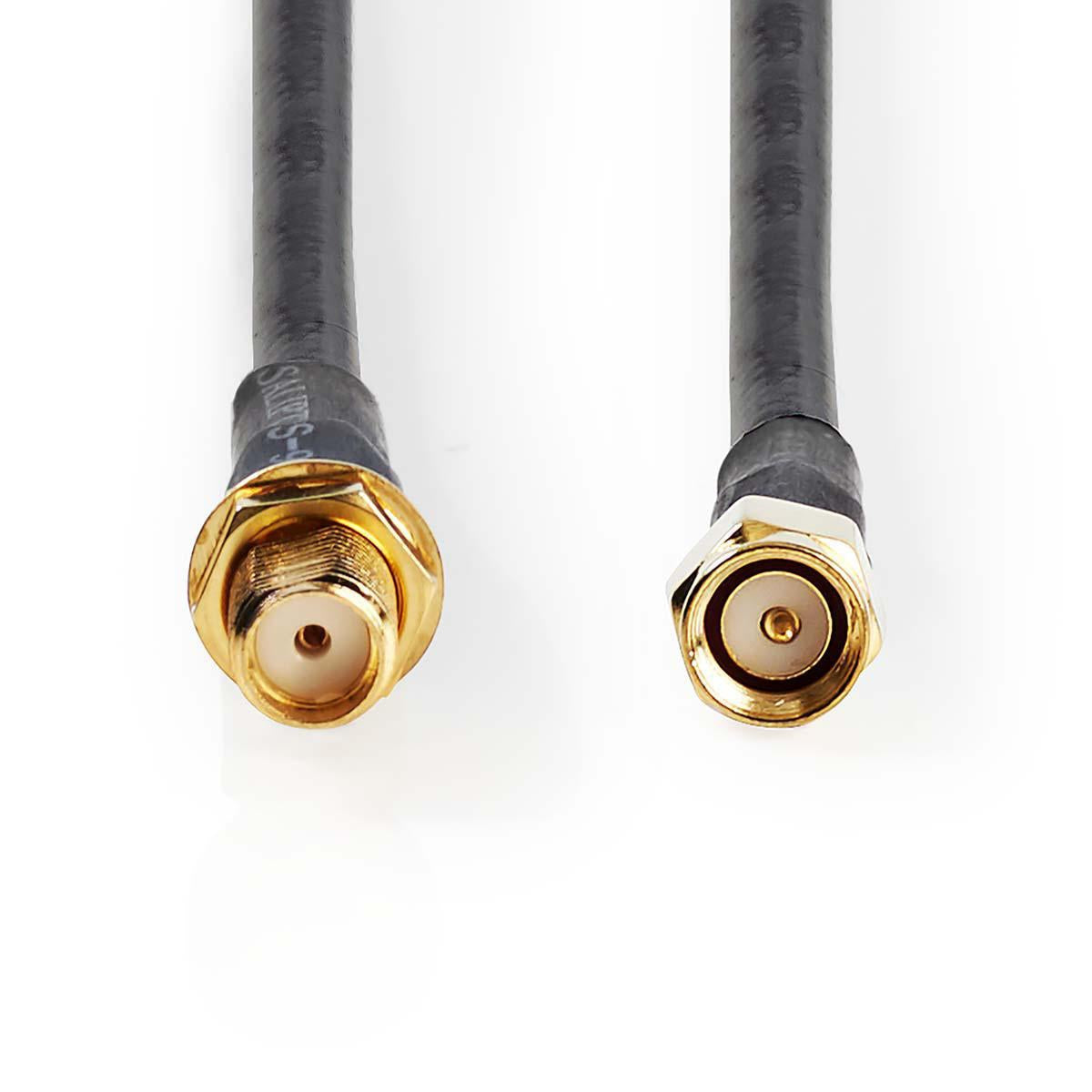 Antenna cable | SMA Male | SMA Female | Gold Plated | 50 Ohm | Double Shielded | 10.0 m | Round | PVC | Black | Plastic bag