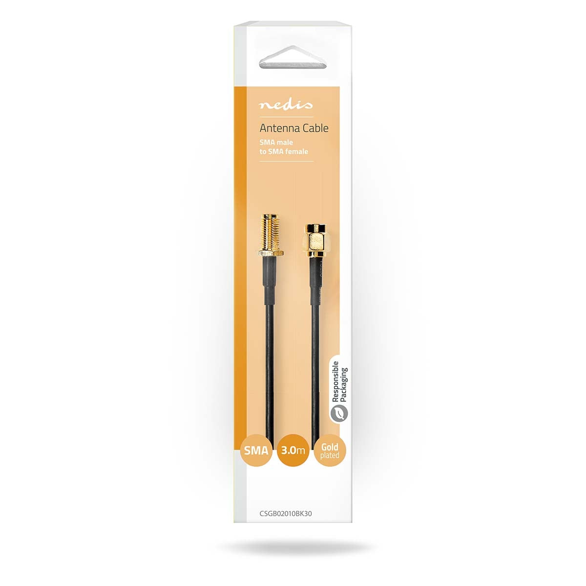 Antenna cable | SMA Male | SMA Female | Gold Plated | 50 Ohm | Single shell protection | 3.00 m | Round | PVC | Black | Box