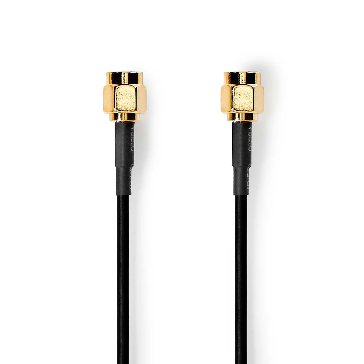 Antenna cable | SMA Male | SMA Male | Gold Plated | 50 Ohm | Single shell protection | 1.00 m | Round | PVC | Black | Label