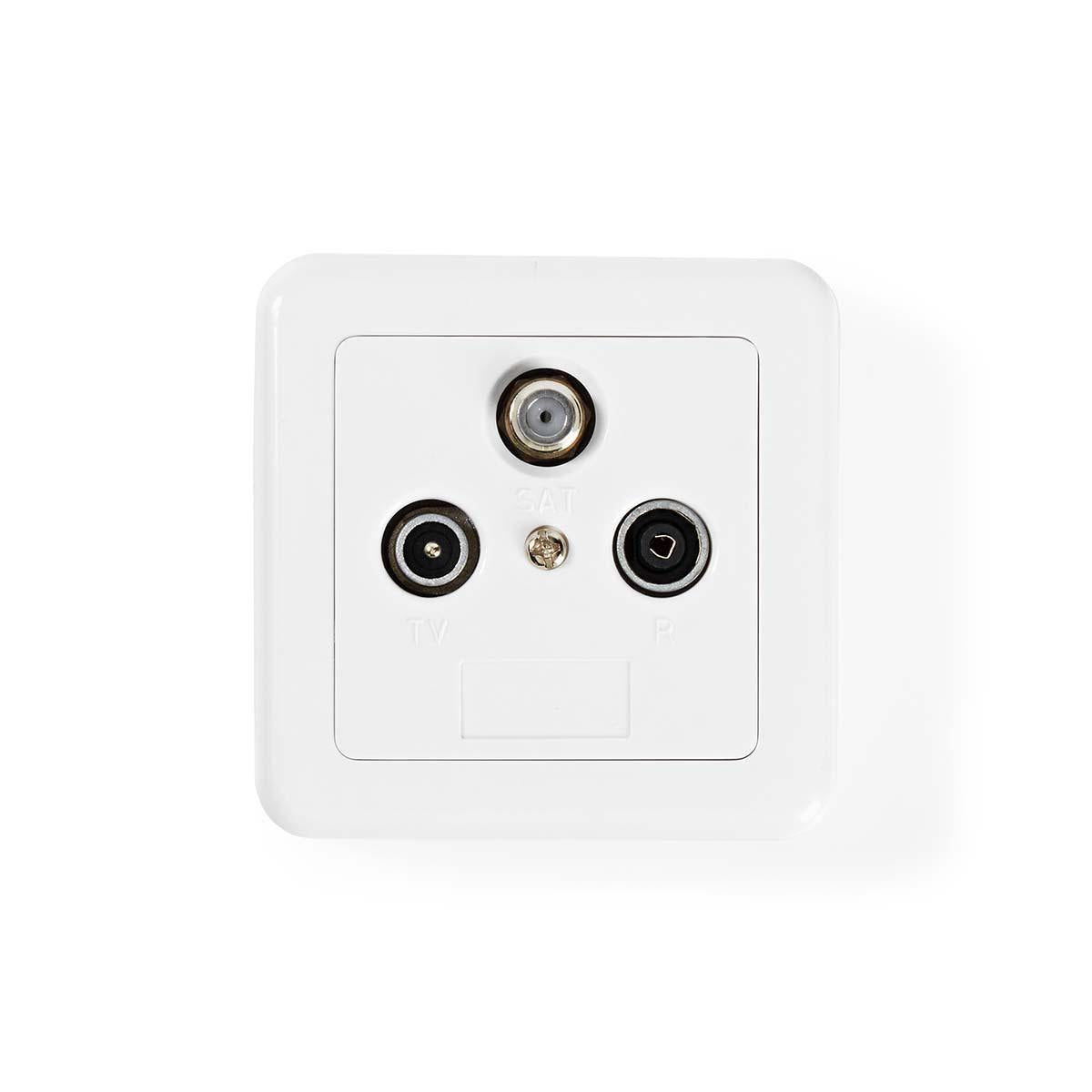 Antenna end box | 1x F-Connector Female / 1x IEC Connector Male / 1x IEC Connector Male | 75 Ohm | Return route | Silver / White