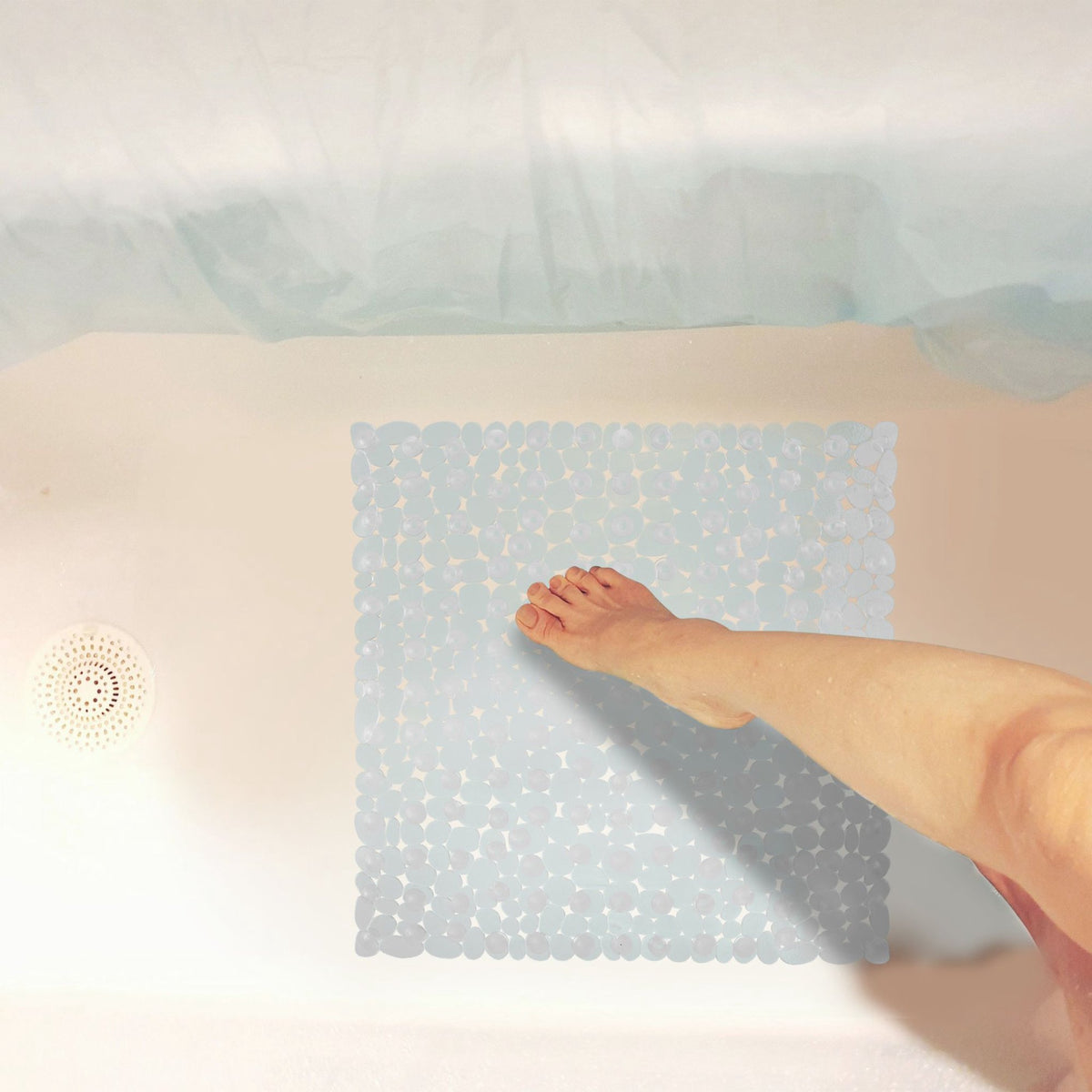 Anti-Slip Square Bathtub Mat with Suction Cups