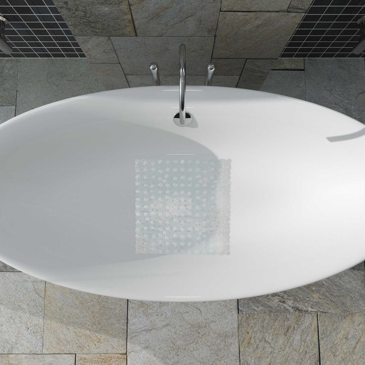 Anti-Slip Square Bathtub Mat with Suction Cups