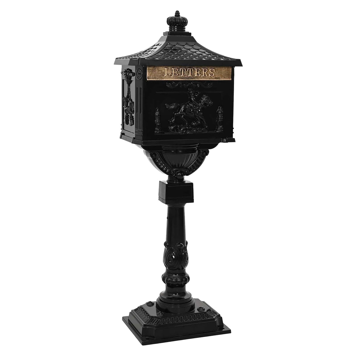 Antique Black Aluminium Freestanding Column Letterbox