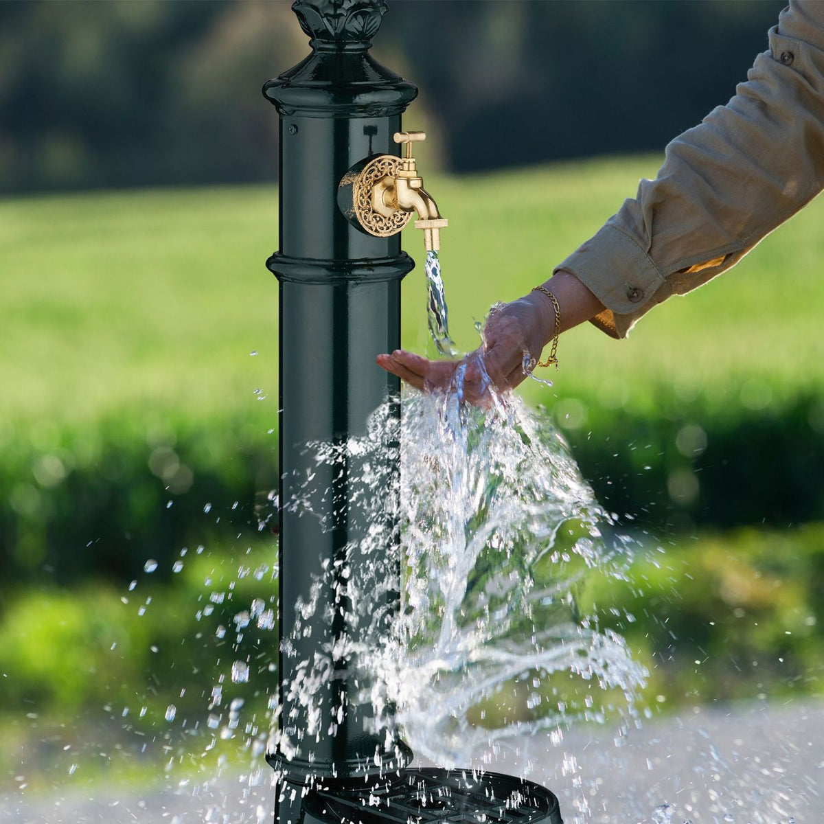 Antique Column Fountain with Tap & Basin – 83 cm