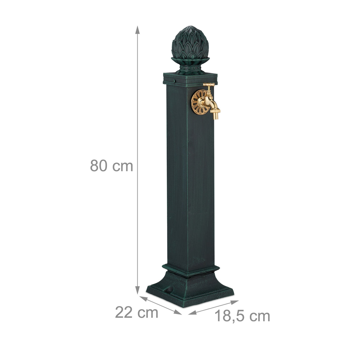 Antique Garden Fountain with Golden Tap, 80 cm