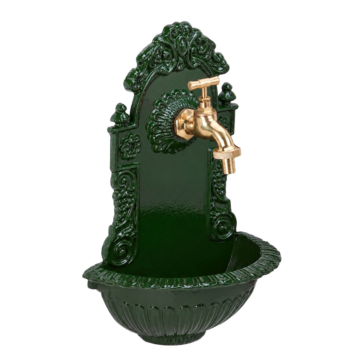 Antique Green Wall Fountain, Cast Aluminium Basin