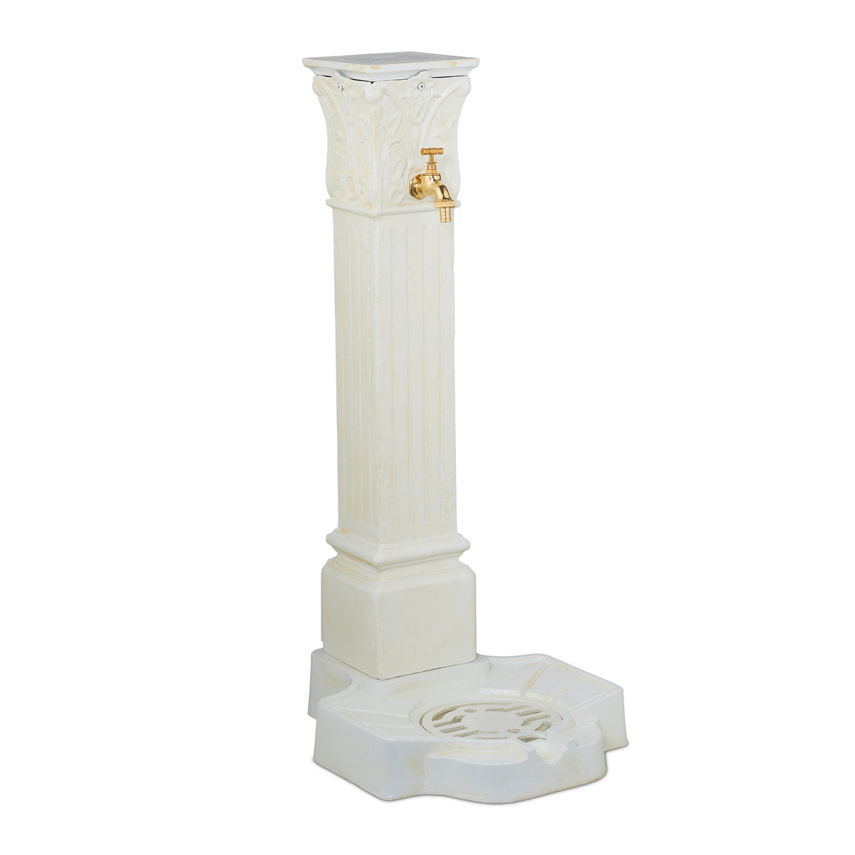 Antique-Style Metal Column Fountain with Tap, 93 cm