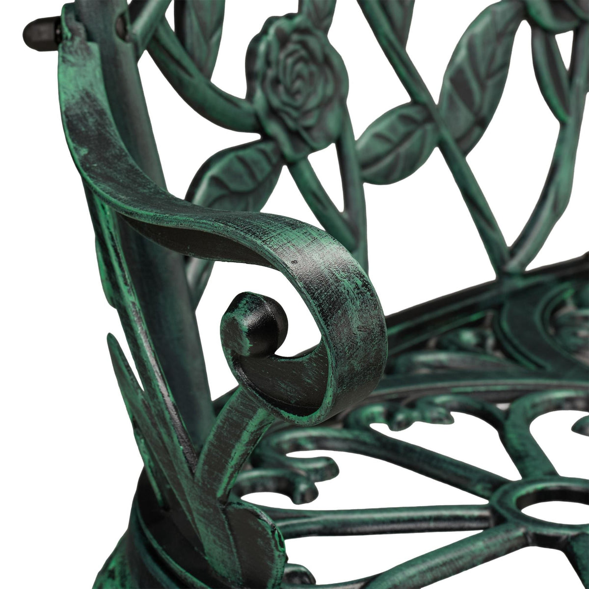 Antique Style Outdoor Garden Bench with Rose Design