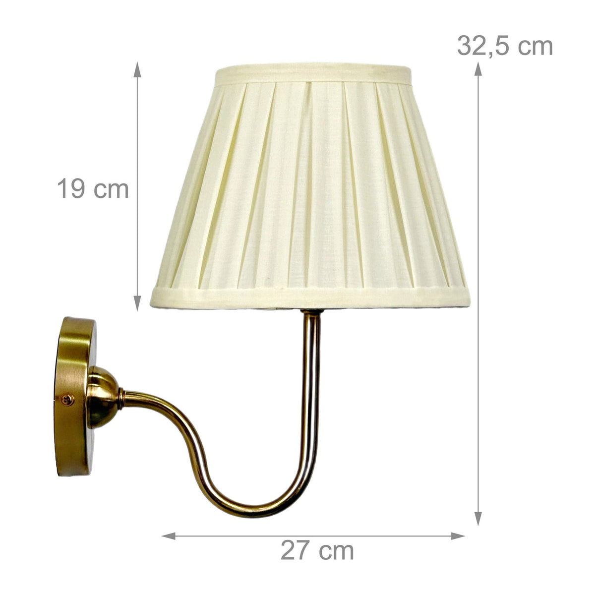 Antique Wall Lamp with Pleated Fabric Shade