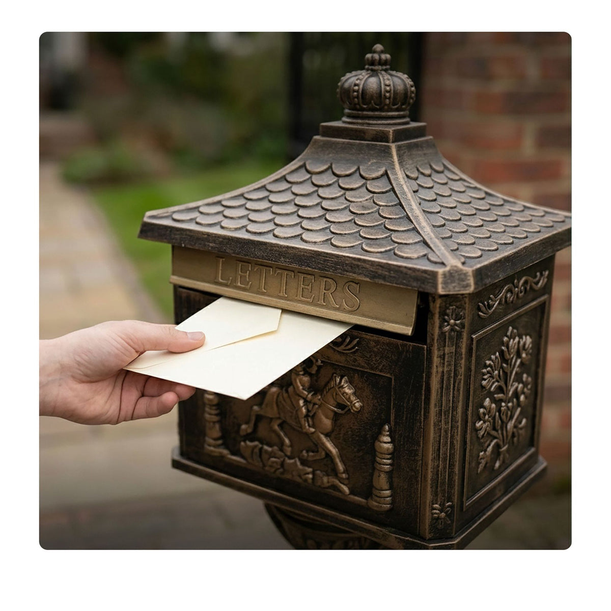 Antique White Freestanding Column Letterbox, Rustproof Aluminium
