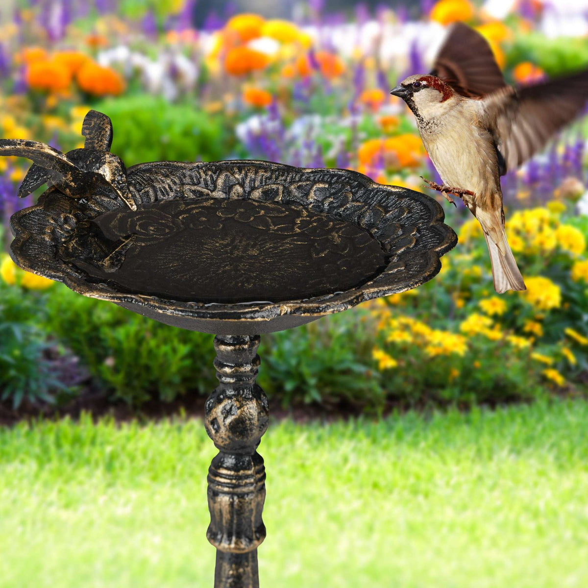 Antique cast iron bird bath