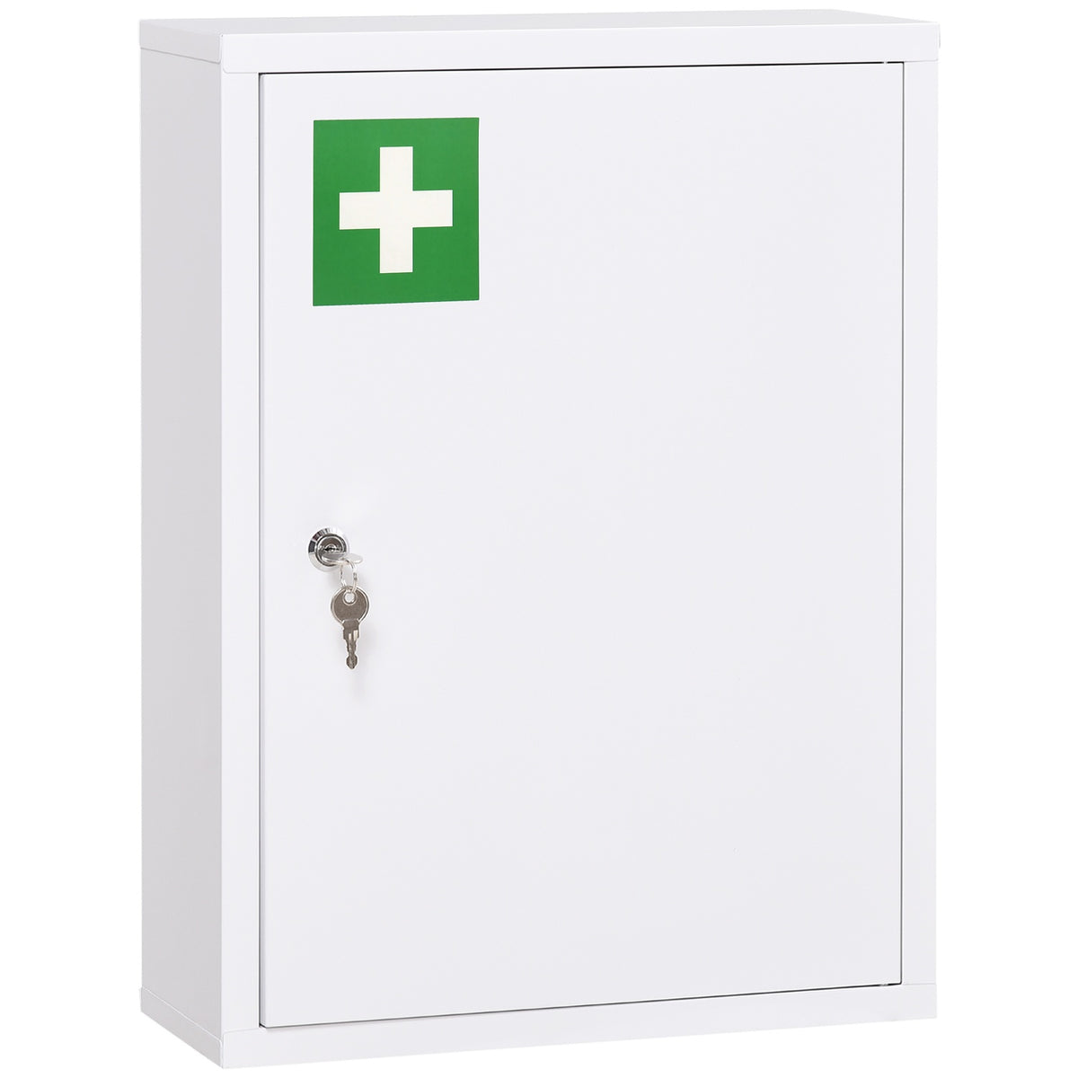 Apothecary Cabinet Wall Mounted Lockable 2 Keys Steel White 40X15X53.5Cm