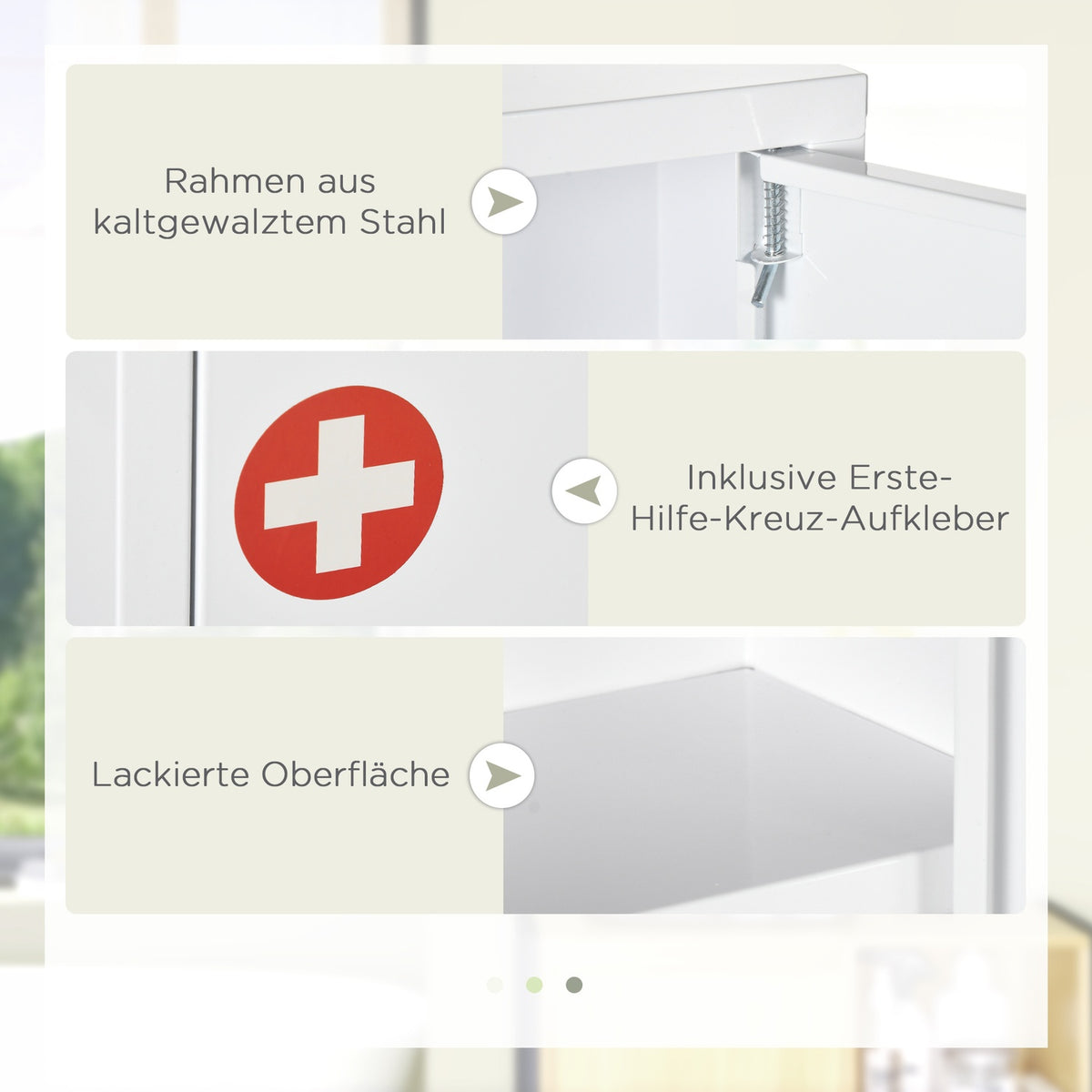 Apothecary Cabinet Wall Mounted Lockable 2 Keys Steel White 40X15X53.5Cm