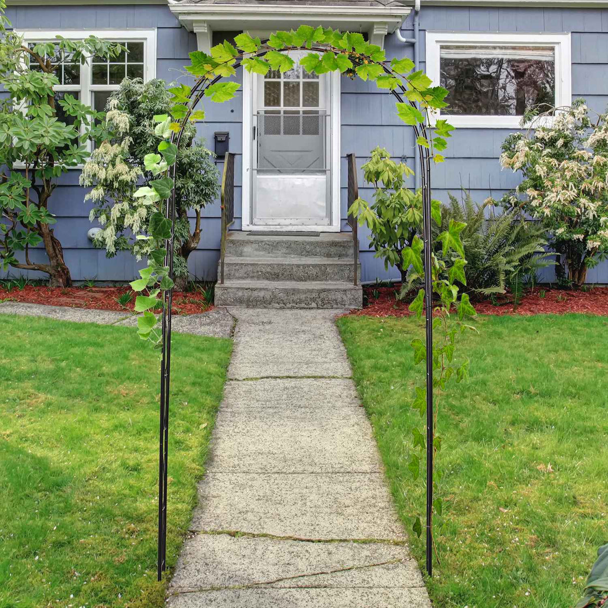 Archway Trellis Plant Arch Trellis Garden Arch Roof Metal Black 114 X 30 X 230 Cm