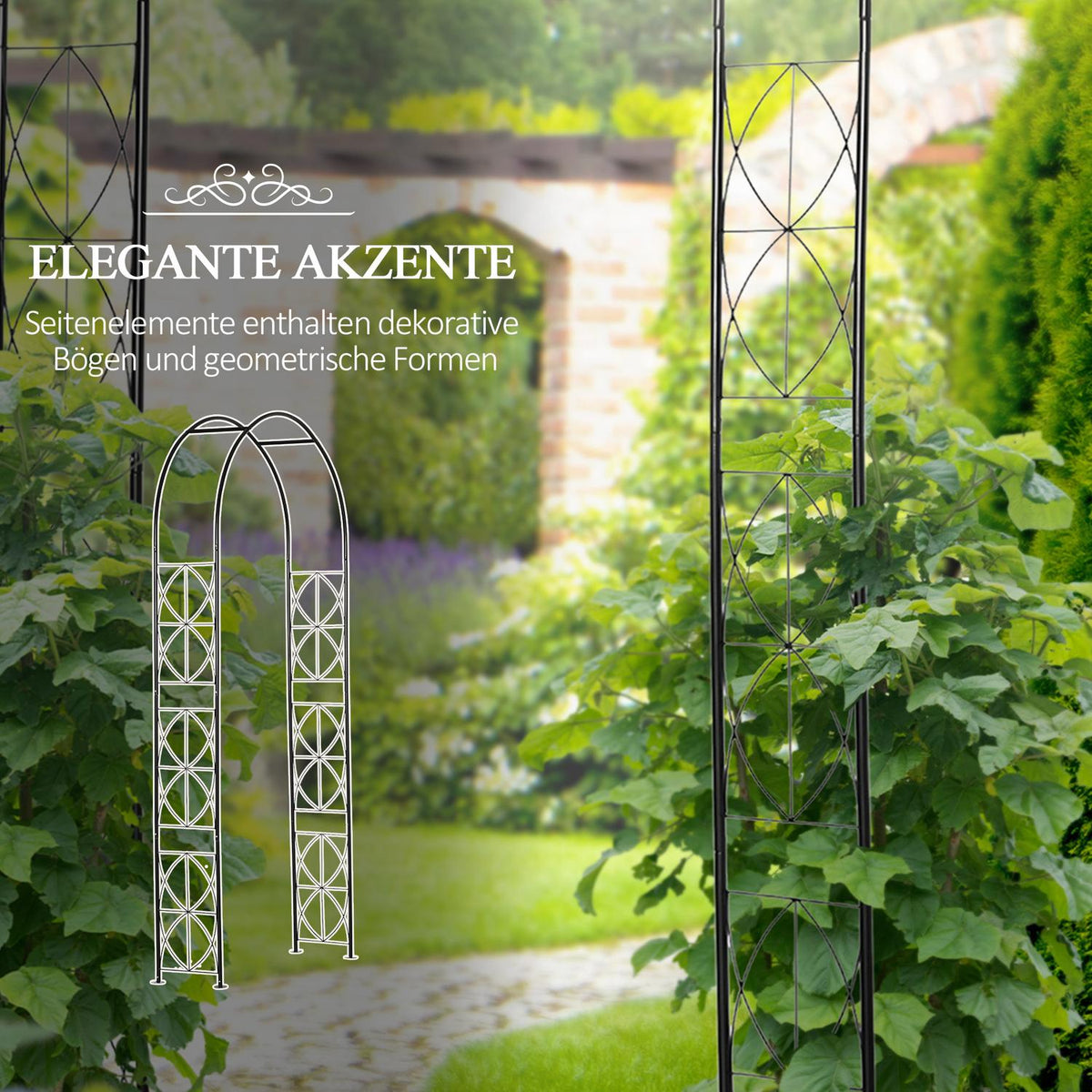 Archway Trellis Plant Arch Trellis Garden Arch Roof Metal Black 114 X 30 X 230 Cm