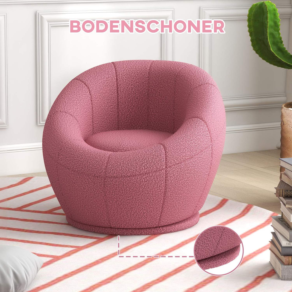 Armchair Rotatable Lounge Chair Single Chair Plush Chair Maximum Load 120 Kg Pink