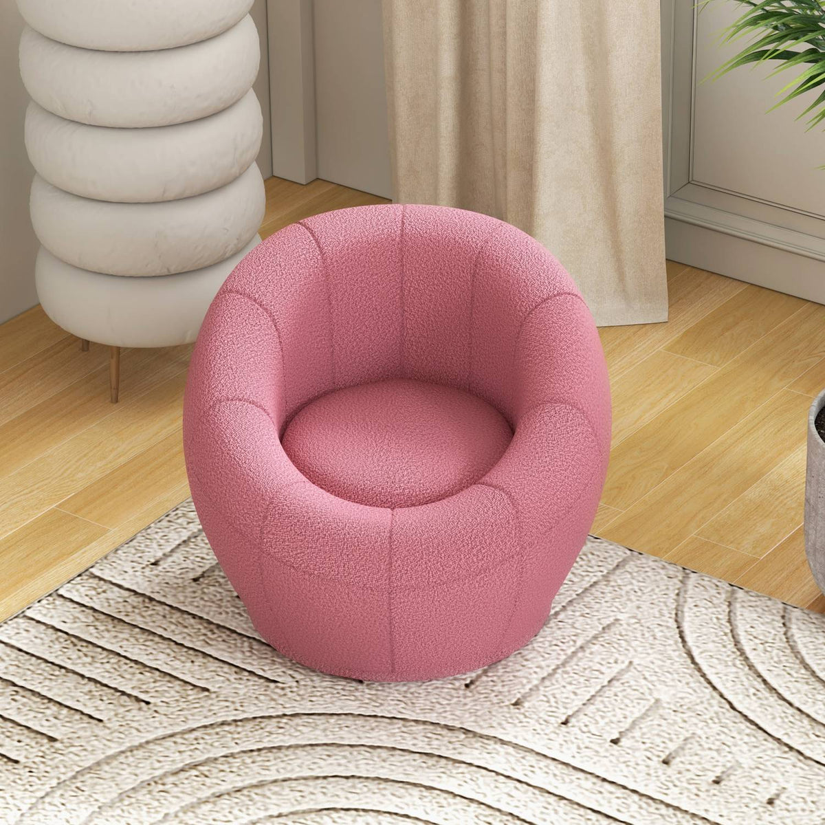 Armchair Rotatable Lounge Chair Single Chair Plush Chair Maximum Load 120 Kg Pink