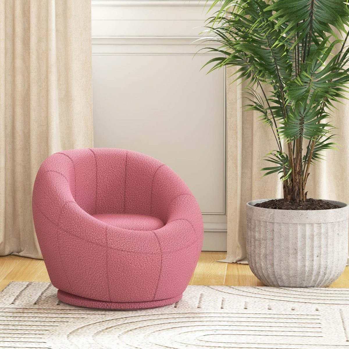 Armchair Rotatable Lounge Chair Single Chair Plush Chair Maximum Load 120 Kg Pink