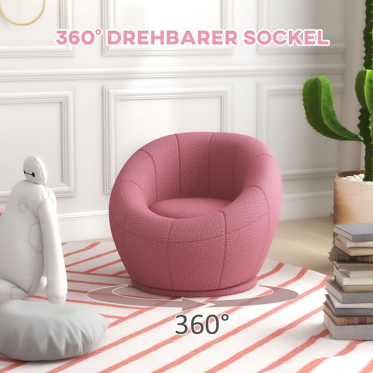 Armchair Rotatable Lounge Chair Single Chair Plush Chair Maximum Load 120 Kg Pink