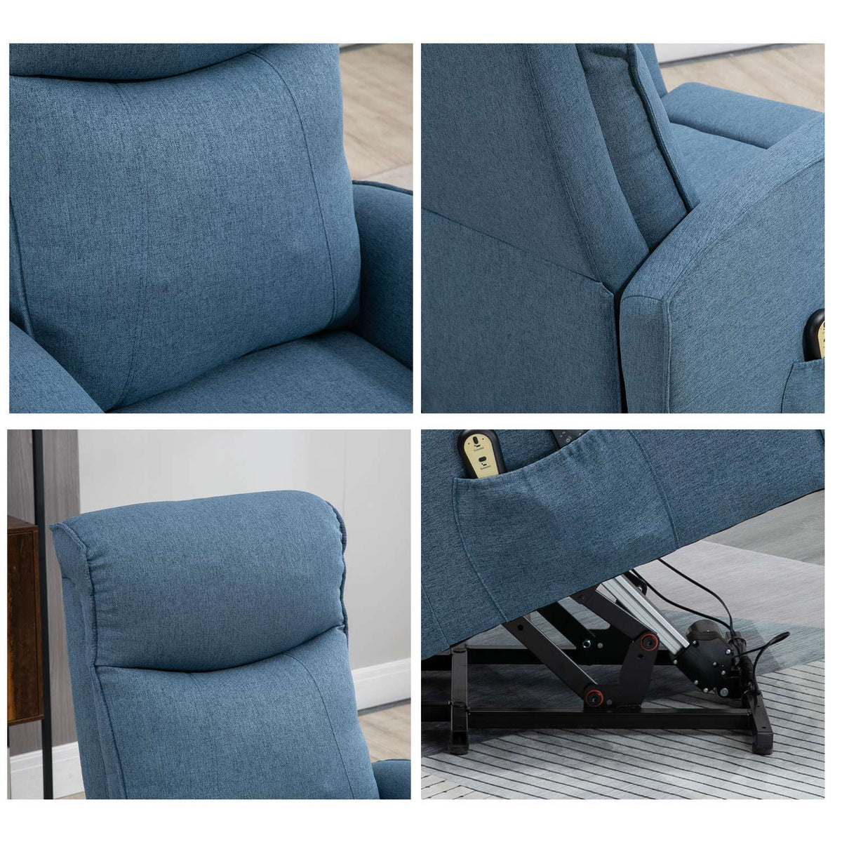Armchair With Stand-Up Aid, Massage Chair With Remote Control, Relaxation Chair With Footrest, Tv Chair With Side Pocket