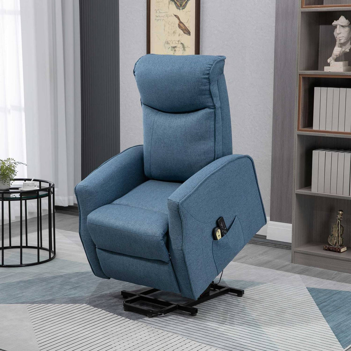 Armchair With Stand-Up Aid, Massage Chair With Remote Control, Relaxation Chair With Footrest, Tv Chair With Side Pocket