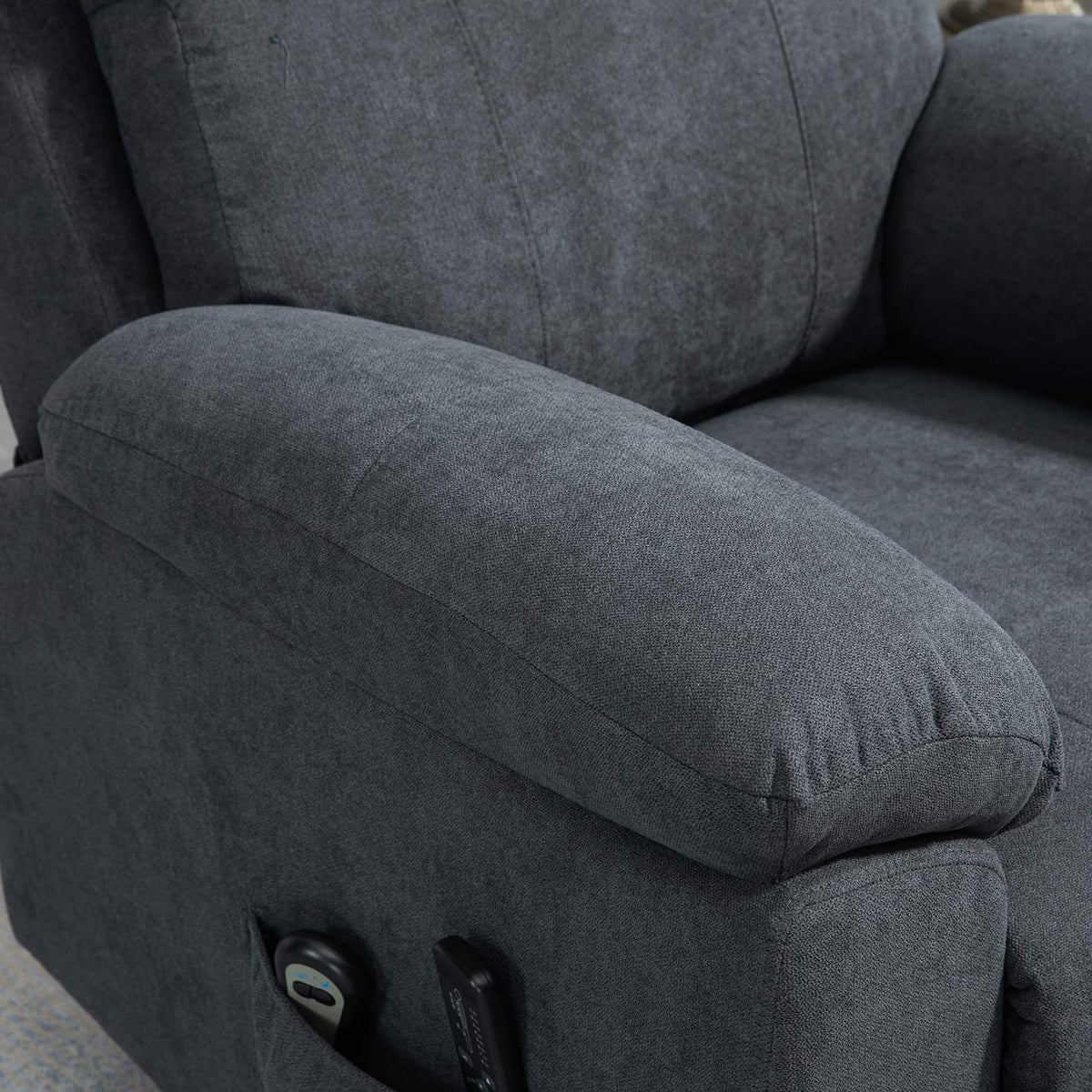 Armchair With Stand-Up Aid, Relaxation Chair With Reclining Function, Massage Chair With Side Pocket, Tv Chair With Remote Control, Gray