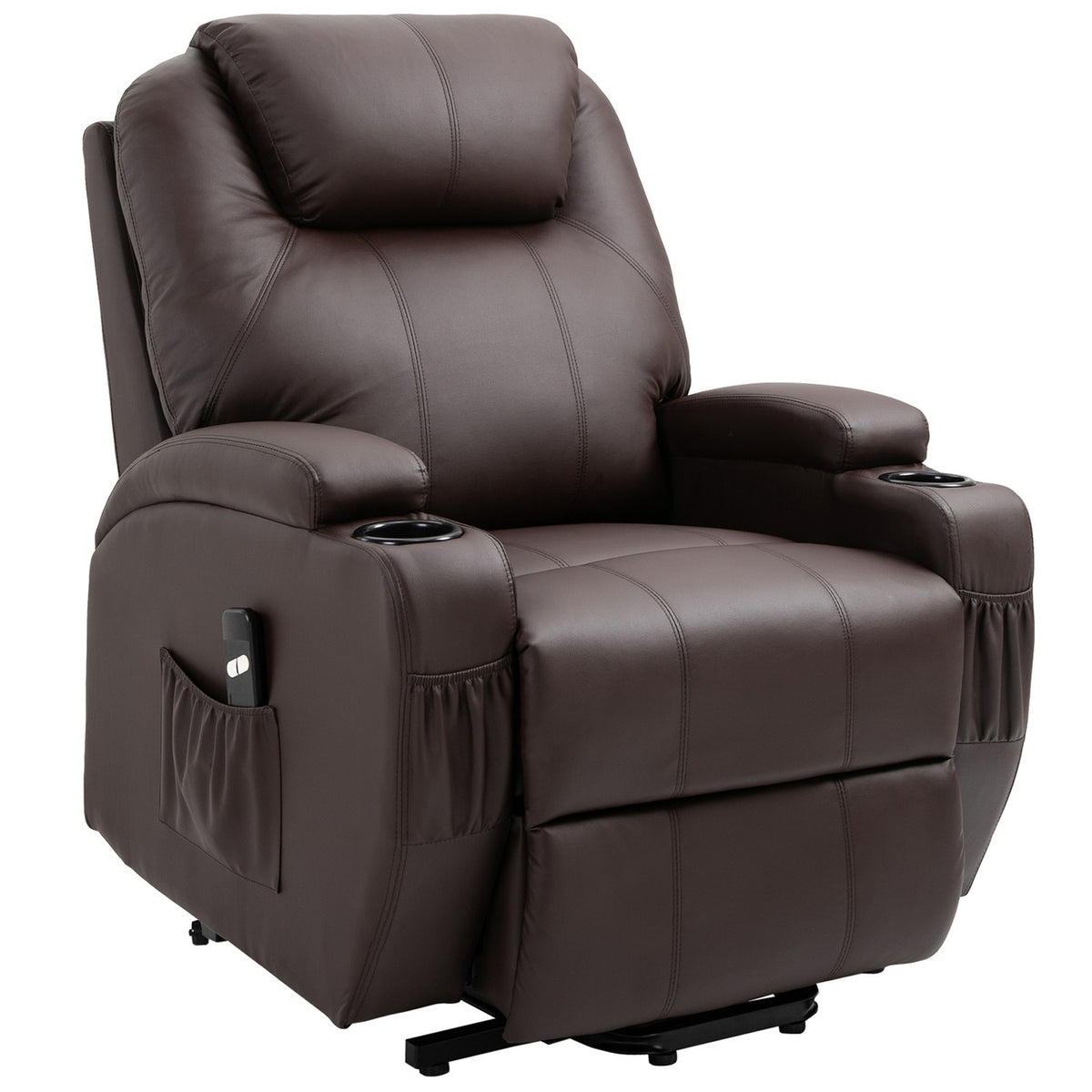 Armchair With Stand-Up Aid, Tiltable, Relaxation Chair With Cup Holder & Storage Bag, Remote Control