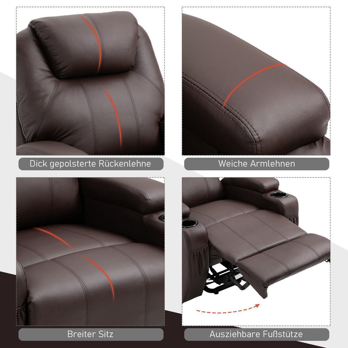 Armchair With Stand-Up Aid, Tiltable, Relaxation Chair With Cup Holder & Storage Bag, Remote Control
