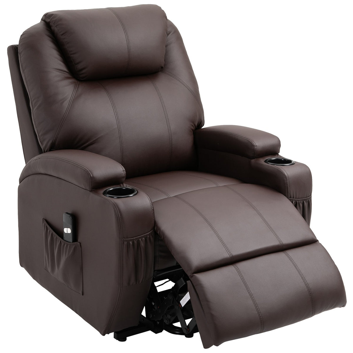 Armchair With Stand-Up Aid, Tiltable, Relaxation Chair With Cup Holder & Storage Bag, Remote Control