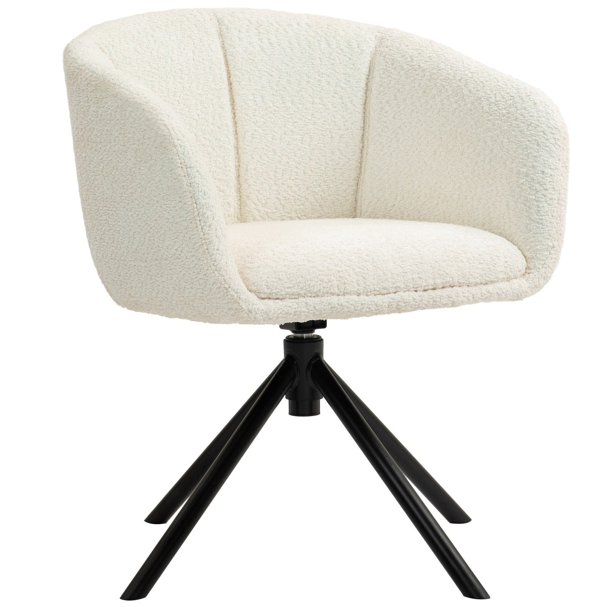 Armchair lounge chair with armrest, 360° swivel function, linen look, swivel chair with metal legs, for living room, bedroom, cream white