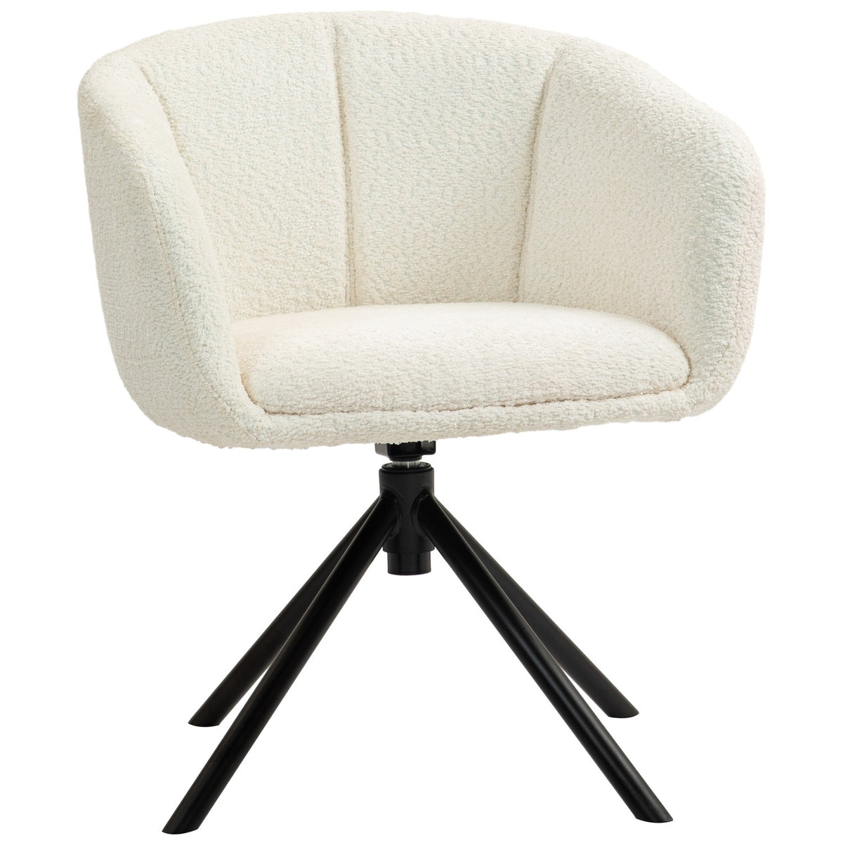 Armchair lounge chair with armrest, 360° swivel function, linen look, swivel chair with metal legs, for living room, bedroom, cream white