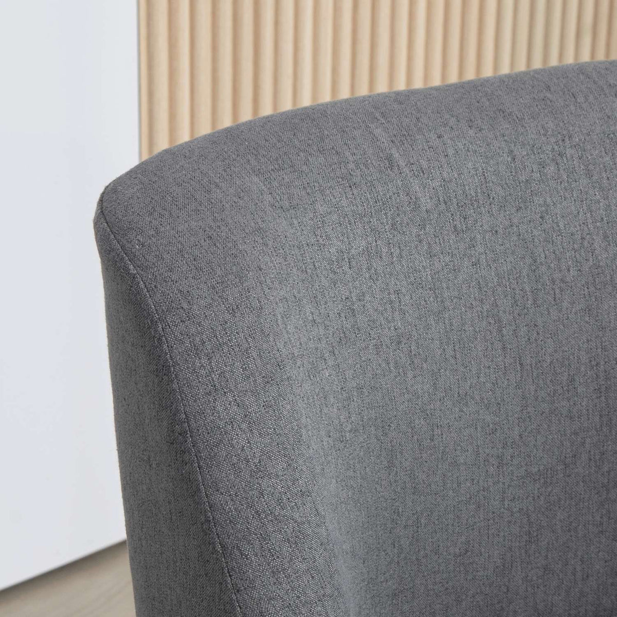 Armchair lounge chair with linen look, armrest, padded relaxation chair with wooden legs, for living room, bedroom, dark gray