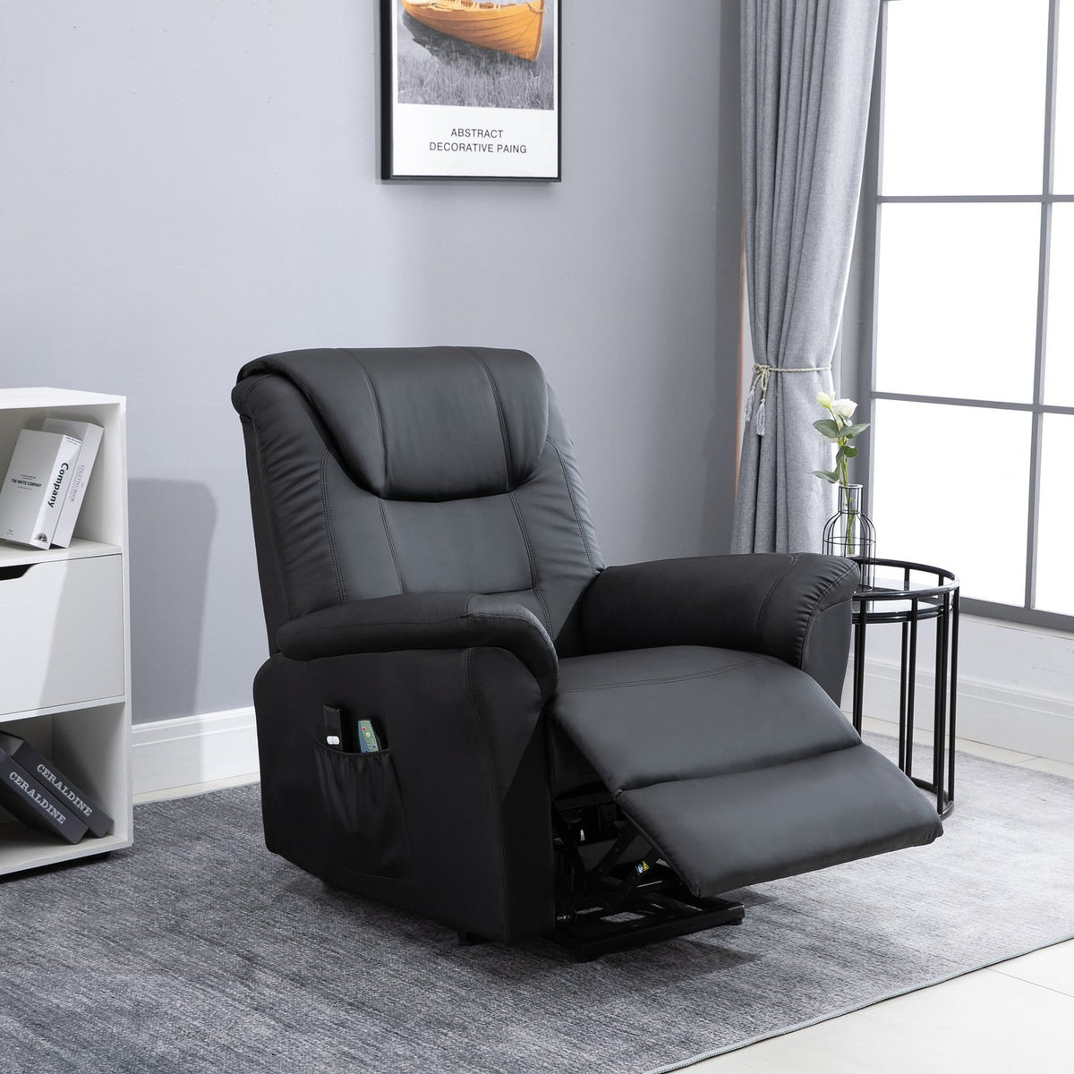 Armchair with stand-up aid, adjustable relaxation armchair, electric massage armchair with heating function, TV armchair with remote control