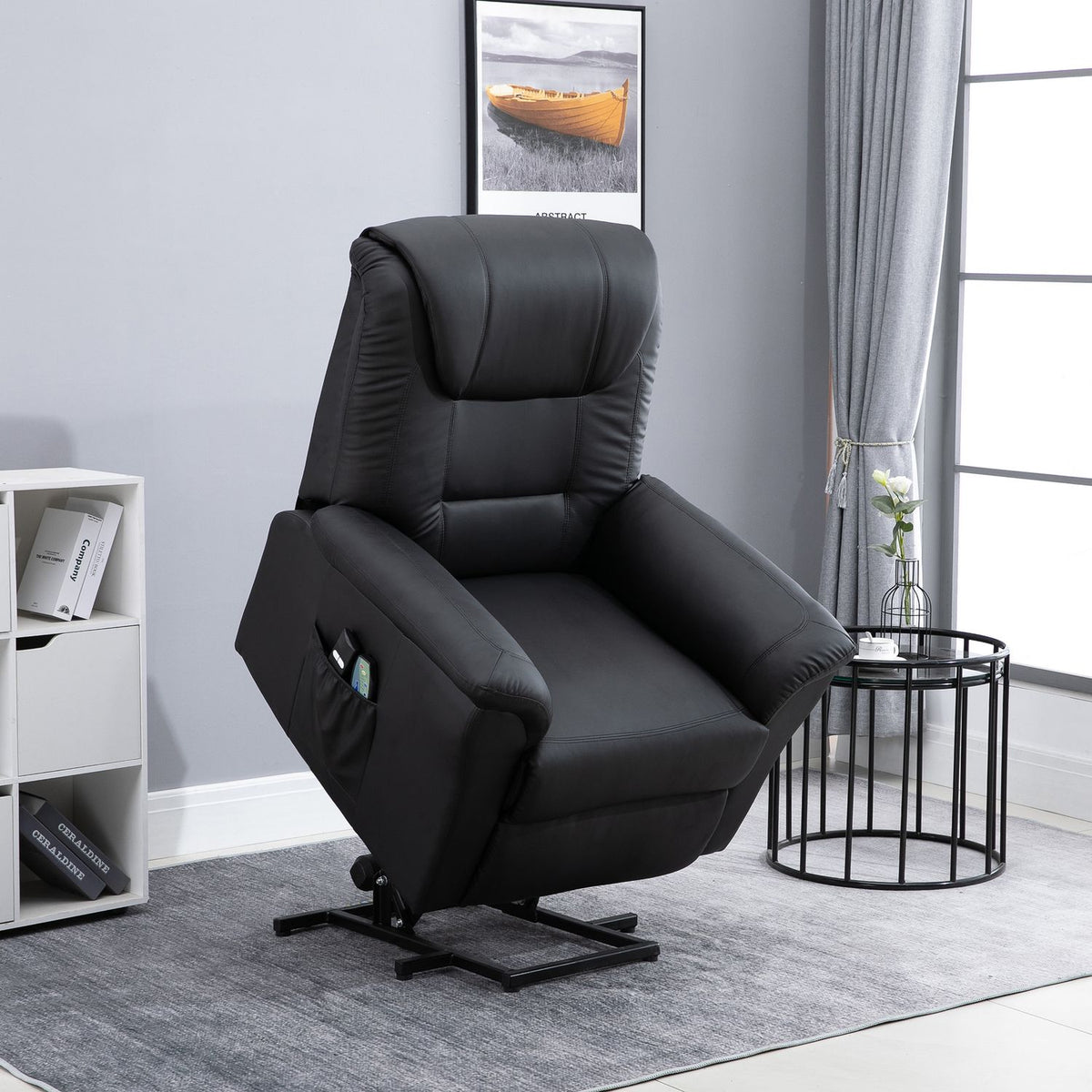 Armchair with stand-up aid, adjustable relaxation armchair, electric massage armchair with heating function, TV armchair with remote control