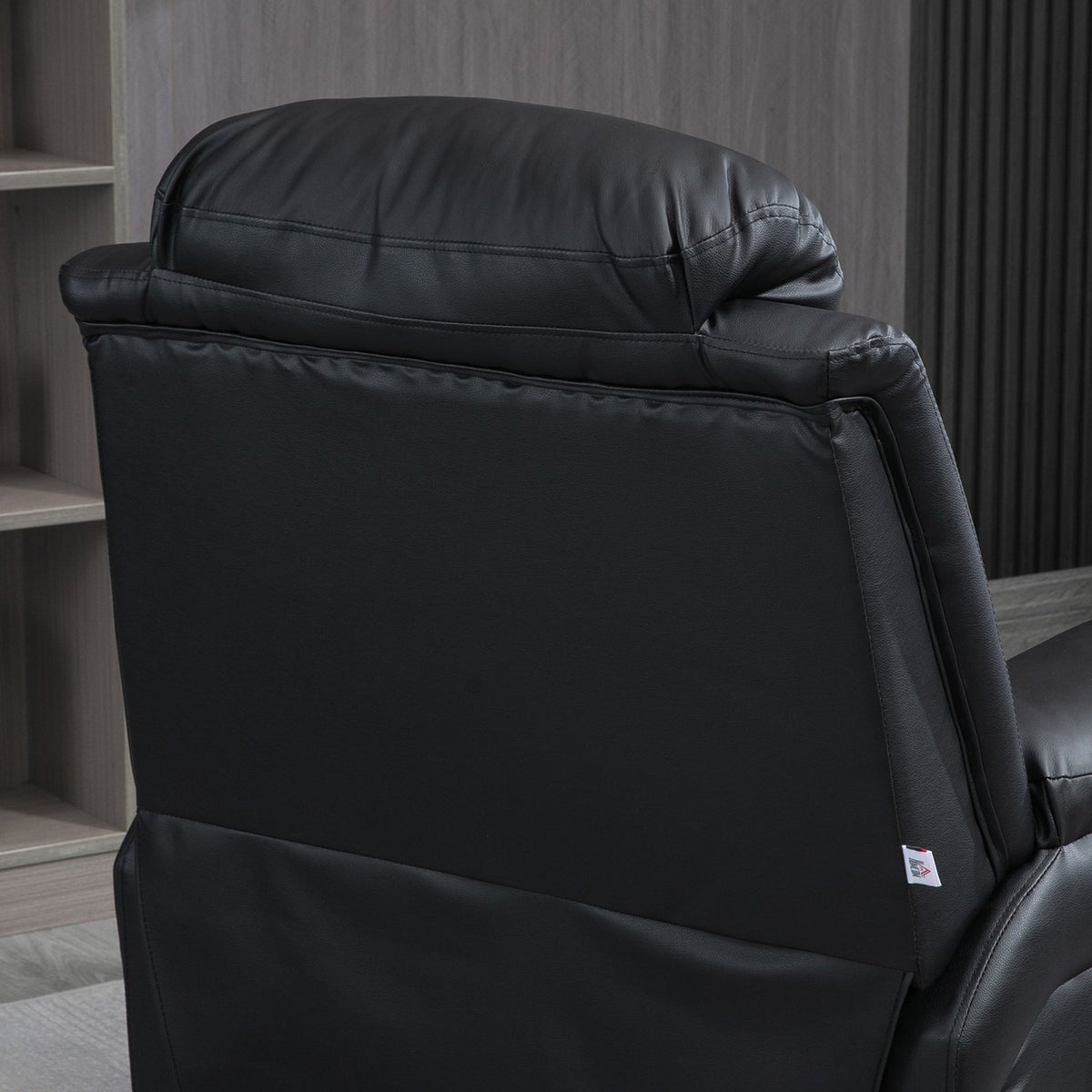 Armchair with stand-up aid, electric recliner, reclining TV armchair with remote control, TV armchair, faux leather, black