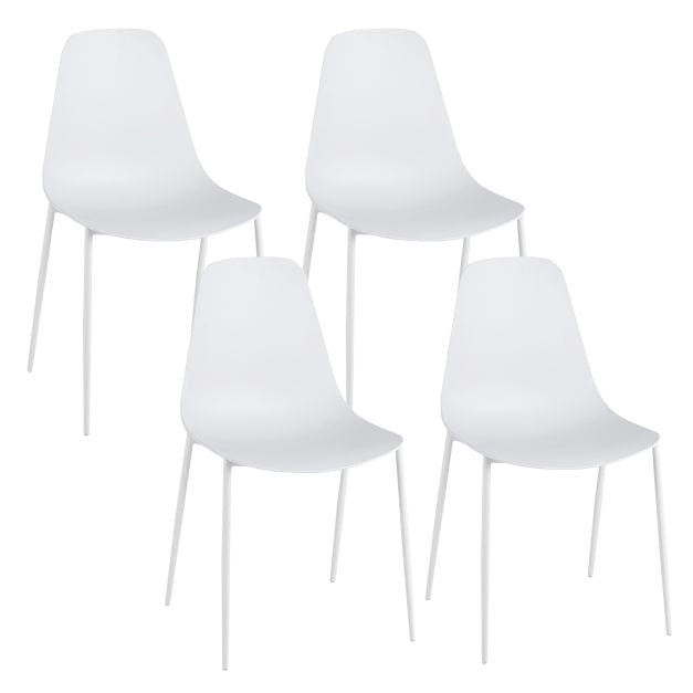 Armless Dining Chair Set of 4, Metal Legs, Anti-Slip Pads, Black/White
