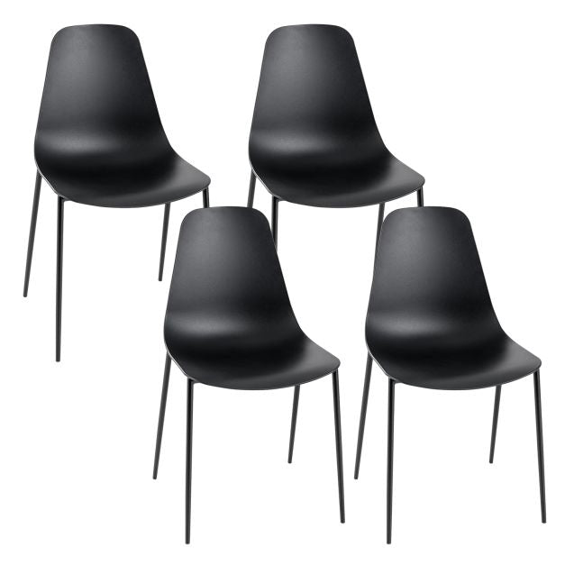 Armless Dining Chair Set of 4, PP Seat, Metal Legs