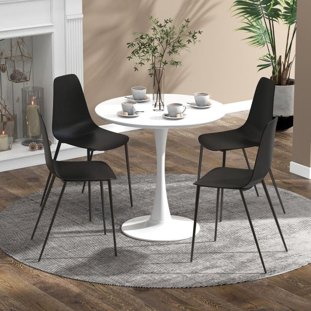 Armless Dining Chair Set of 4, PP Seat, Metal Legs