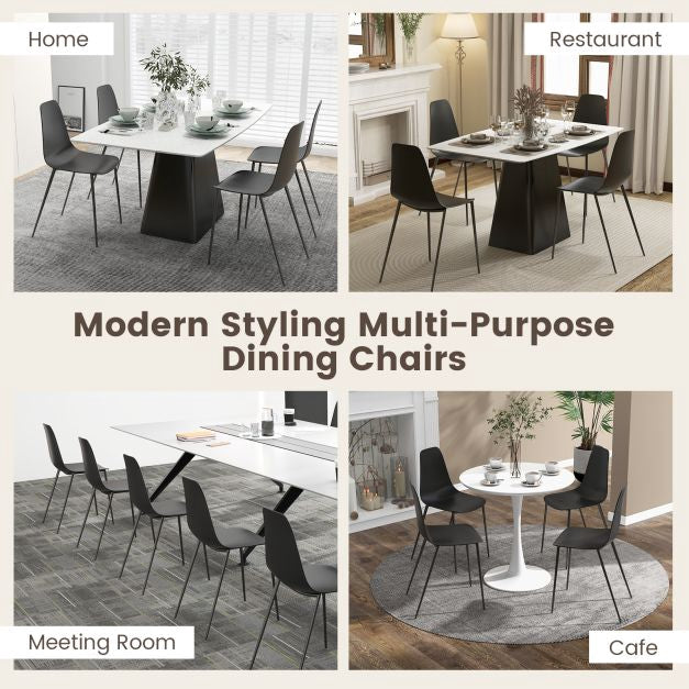 Armless Dining Chair Set of 4, PP Seat, Metal Legs