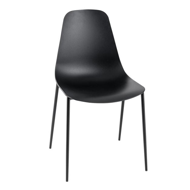 Armless Dining Chair Set of 4, PP Seat, Metal Legs