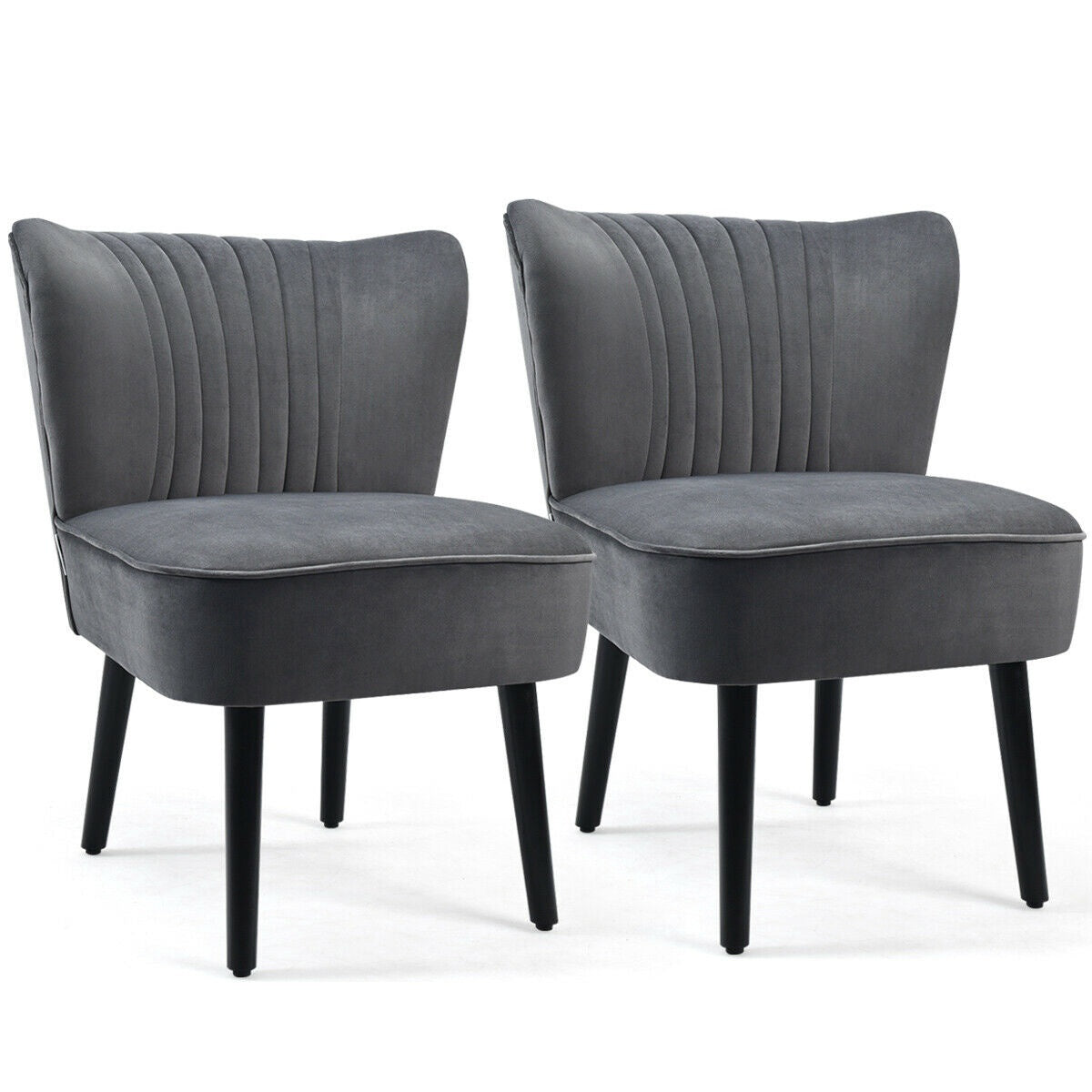 Armless Upholstered Accent Chairs, Set of 2, Gray
