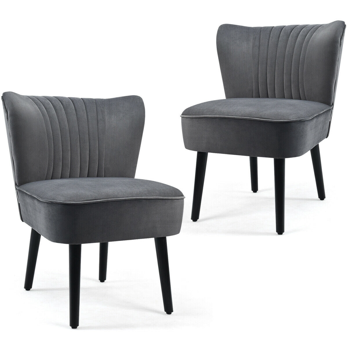 Armless Upholstered Accent Chairs, Set of 2, Gray