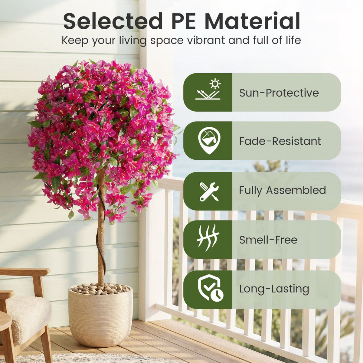 Artificial Azalea Trees, 2-Pack 51-Inch With Weighted Pots