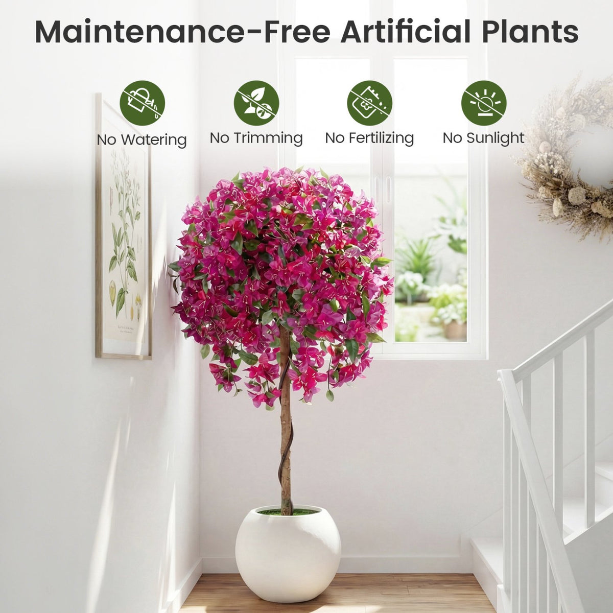 Artificial Azalea Trees, 2-Pack 51-Inch With Weighted Pots
